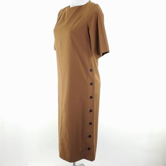 Wolcott : Takemoto HAMLET Midi DRESS - SILTY BROWN sz M - Picture 7 of 11